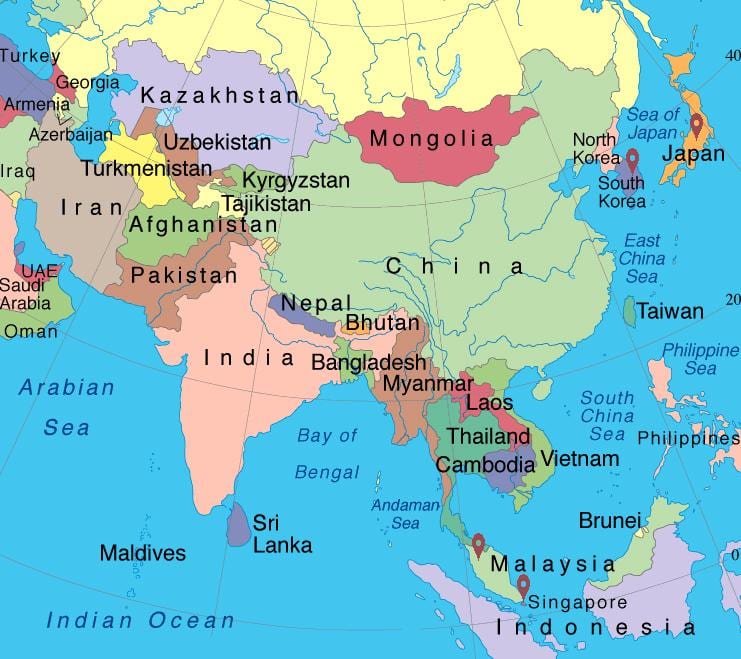 新加坡亚洲地图