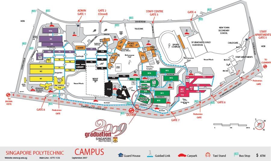 地图上的新加坡理工学院
