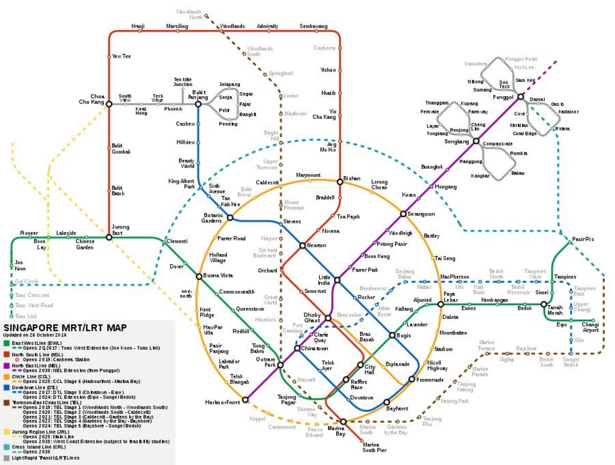 新加坡地铁系统的地图