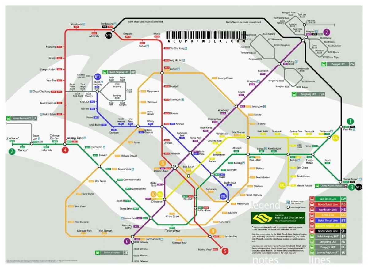 地图上的新加坡地铁