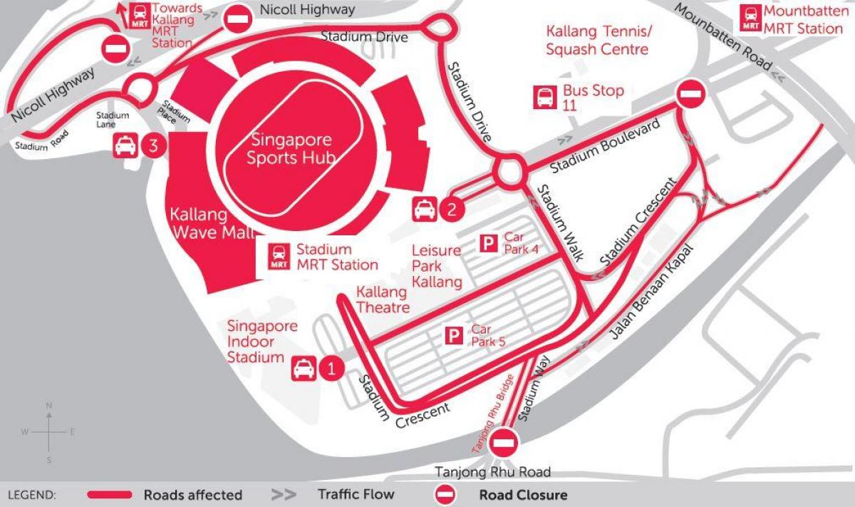 地图上的新加坡体育中心
