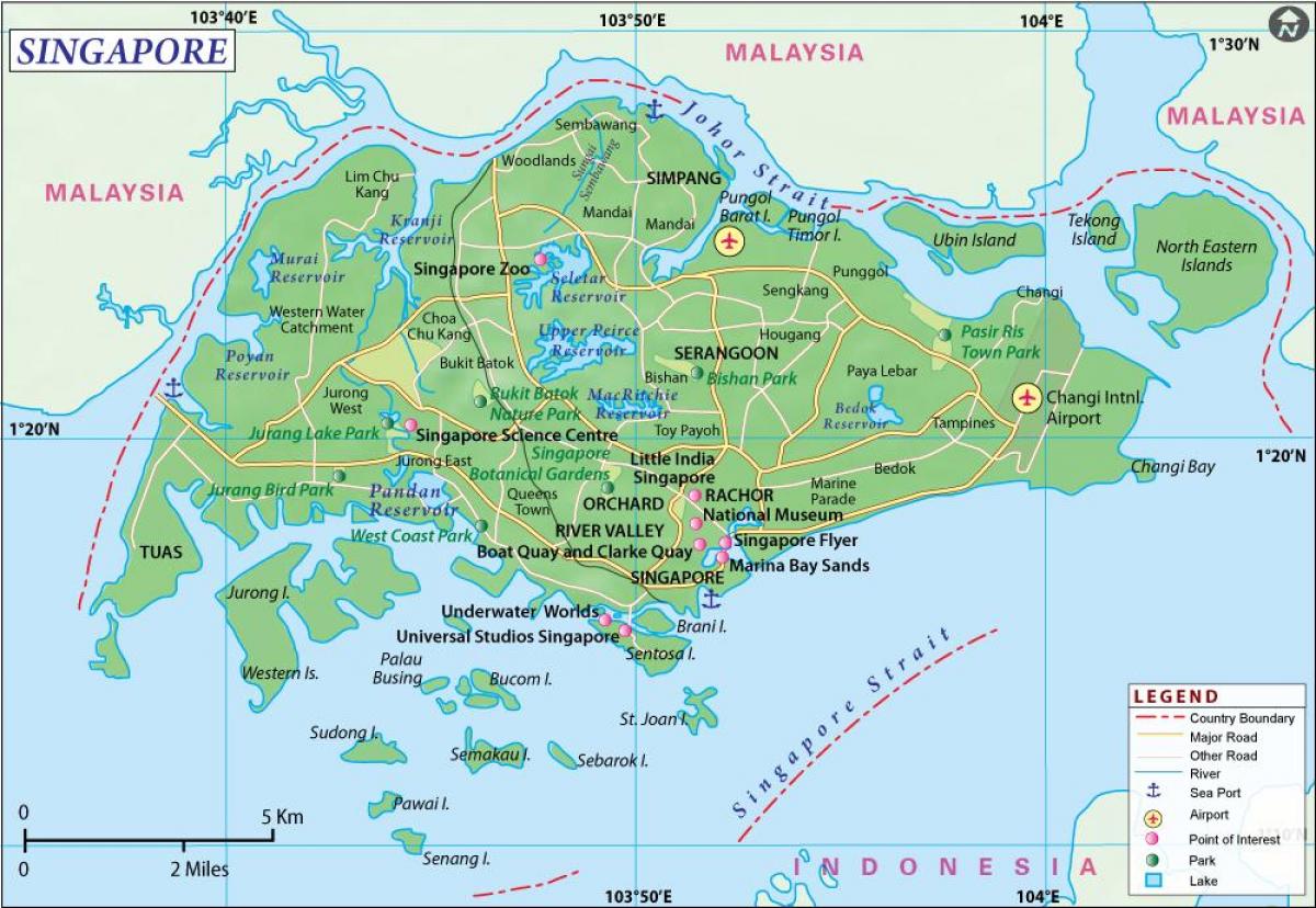 地图上的新加坡城市
