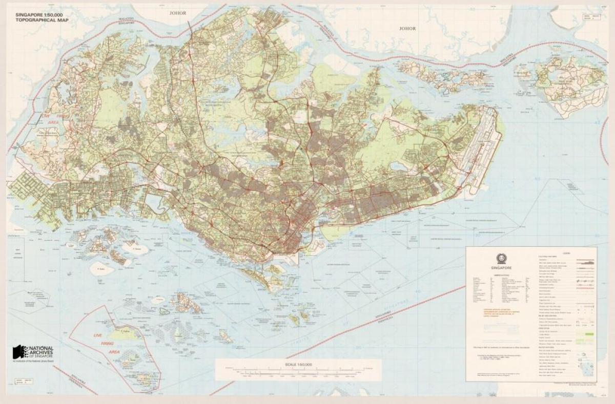 地图上的新加坡的地形