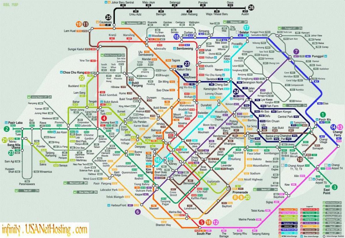 地图上的新加坡运输