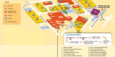 新加坡的普通医院的地图